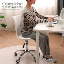Silla Eames Ruedas Escritorio Ajustable Ergonómica Moderna Color Blanco Material Del Tapizado Cuero Sintético - Blanco - Ver 5