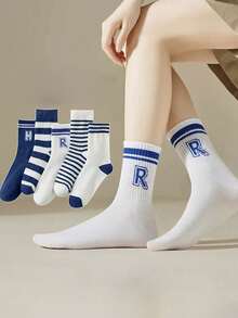 5 Pairs Men's Crew Socks, Soccer Socks, Basketball Socks, Odor-Resistant & Sweat-Wicking - Multicolor - View 6