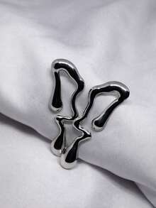 Women's Sculptural Organic Drop Earring, Abstract Open Design, Gold Or Silver, Minimalist, Modern. - Silver - View 3