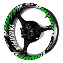 Complete Motorcycle Rim Stickers Decals - Reflective Green / Reflective White - View 1