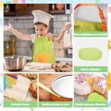 50 piezas herramientas cocina para niños cuchillos utensilios juego para cocinar cortar pasteles frutas verduras - verde - Ver 5