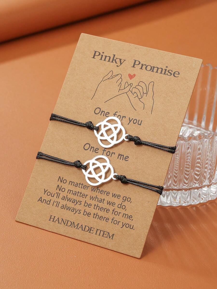 2件套不锈钢凯尔特结黑色编织手链套装，适合作为礼物送给家人、朋友、情侣，也可日常佩戴。 - 黑色 - 查看 1