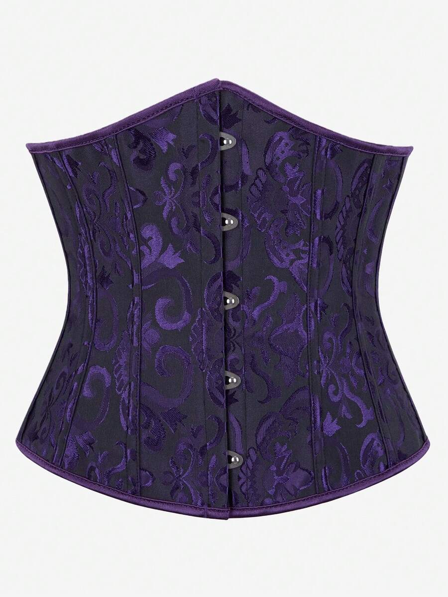 Áo corset cổ điển bằng vải jacquard dành cho nữ, đai nịt eo, đồ định hình vóc dáng, thích hợp cho lễ Halloween. - Màu tím - Xem 1