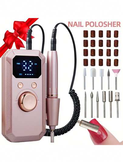 Electric Nail Drill Pen, Nail Drill Kit, Suitable For Gel Nails Nail Drill Pen, Nail Drill Machine, LED Display, 32-Speed Adjustable, For Nail Removal, Shaping, Polishing, Manicure, Nail Care, Grinding And Worn Nails (USB Powered)