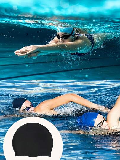 1顶四季通用硅胶泳帽，防水保暖，适合室内/室外游泳池、沙滩游泳，硅胶材质，防水防滑，弹性舒适，男女通用，沙滩必备，游泳配件