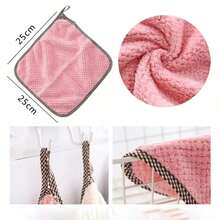 5 pièces Lavettes de cuisine absorbantes et antiadhésives, chiffons de nettoyage de cuisine épaissis, serviettes réutilisables douces et absorbantes pour laver la vaisselle, essuyer les tables et les mains - A - Voir 4