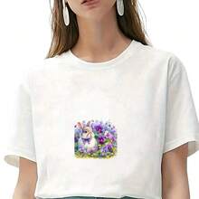 3pcs Rabbit In Floral Print Patches, Heat Transfer And Washable, Suitable For T-Shirts, Jeans, Sweaters, Handbags, Pillows, Cushions - 3PCS-s - View 5