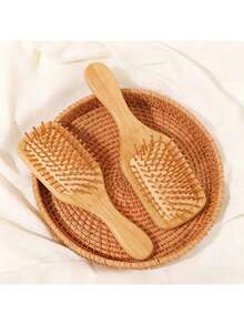 1 Peça Pente de Bambu com Almofada de Ar e Alça, Escova de Bambu Natural Adequada para Todos os Tipos de Cabelo (Homens, Mulheres, Todas as Idades), Massageador de Couro Cabeludo Portátil (Amarelo), Essencial para Volta às Aulas, Viagens e Férias, Acessório de Cabelo Feminino, Desembaraçador, Escova com Formato de Bola, Conjunto de Escovas, Escova de Cabelo, Desembaraçador, Produtos de Cuidados com o Cabelo, Ferramentas de Cabelo, Acessórios de Cabelo - A - Visão 4