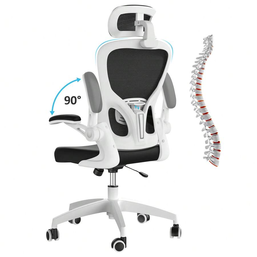Ergonomic Office Chair With 360° Rotation And Adjustable Lumbar Support, Desk Chair Office Chair For Executive Work, Study, Home Office, 136KG Load Capacity