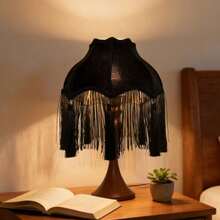 1pc11.81-Inch Black Combed Lampshade, Simple Style Modern Table Lamp Replacement Lampshade, Suitable For Desk, Bedroom Scene - Rectangle - View 5