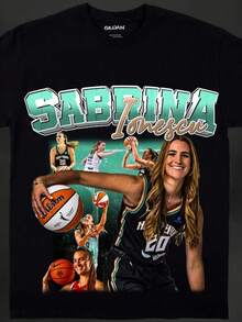 Sabrina Ionescu PNG High Quality _ New York Liberty _ Basketball Vintage Graphic Tee _ Digital Downl - màu đen - Xem 1