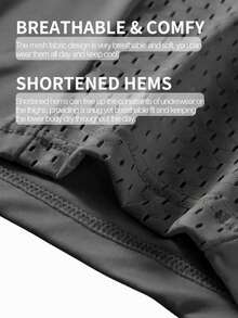 4条装男士内裤，石墨烯透气平角内裤，舒适轻薄凉感平角内裤，男士礼物，圣诞礼物，平安夜礼物，创意男士礼物 - 黑色 - 查看 5