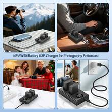 EDEKOY NP-FW50 USB双槽可充电电池充电器，兼容索尼NP-FW50电池，DL-FW50 LED显示屏相机电池充电器，适用于A5000、A5100、A6000、A6100、A6300、A6400、A6500、A7、A7 II、A7R、A7R II、A7S、A7S II、DSC-RX10 III、DSC-RX10、DSC-RX10 II、DSC-RX10 IV、ILCE-QX1、ILCE-QX1L相机 - 黑色 - 查看 9