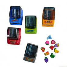 3pcs Creative Cartoon Car Shaped Pencil Sharpeners - Flip-Top Design, PVC, Suitable For Students And Office Use - Random Color - Multicolor - View 13