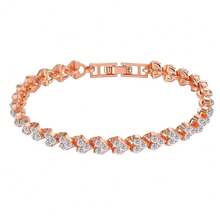 Rose Gold Bracelet With Super Flash Zirconia, Simple And Versatile, Full Of Diamonds, Light Luxury. - 愛心 - 查看 11