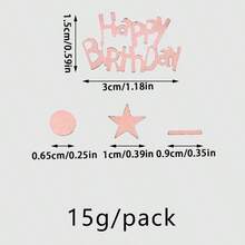 1包生日快乐闪光彩纸屑，适用于生日派对 - 粉色 - 查看 9