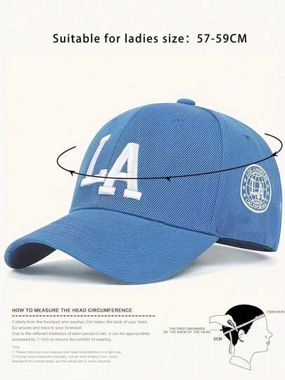 1pc Embroidered LA Baseball Cap, Adjustable Outdoor Casual Hat Suitable Spring/Autumn Travel, Beach, Vacation, Men Y2K Style