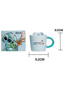 Disney 陶瓷生日礼物马克杯，情侣水杯，家用史迪奇办公杯，高性价比史迪奇陶瓷马克杯，办公饮水杯，大容量情侣水杯，可爱牛奶杯，浮雕矮款大容量马克杯 - 彩色 - 查看 13