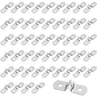 50pcs M5 Double Hole Pipe Clamp U-Shaped Bracket, 304 Stainless Steel Rigid Pipe Clamp, Heavy Duty Pipe Tension Clamp Suitable For 13/64" Diameter Pipes, Hoses, Wires And Cables