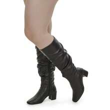 Loris Shoes Oficial Women's Wrinkled Ankle Boot With Zipper, Square Toe, Low Heel, Comfortable 453 - Synthetic Black - View 7