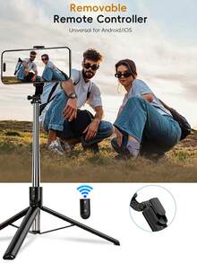 Duży rozmiar akcesoriów fotograficznych do telefonów komórkowych, stop, 1,7 m, nowy kijek do selfie Bluetooth, 10 m bezprzewodowy pilot zdalnego sterowania, obrotowy uchwyt na telefon 360°, wzmocniona rama, stabilny statyw, sprzęt do transmisji na żywo, materiał stopowy, z oświetleniem wypełniającym LED, regulowany i rozsuwany, kompatybilny z 'ami 17/16/15/14/13/12, S25/S24/S23/S22/S21/S20 i lustrzankami cyfrowymi. Prezent na Dzień Kobiet, urodziny. - one-size - Zobacz 4