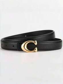 1条女士字母扣腰带，休闲时尚复古百搭高档真皮腰带，时尚配饰 - 彩色 - 查看 11