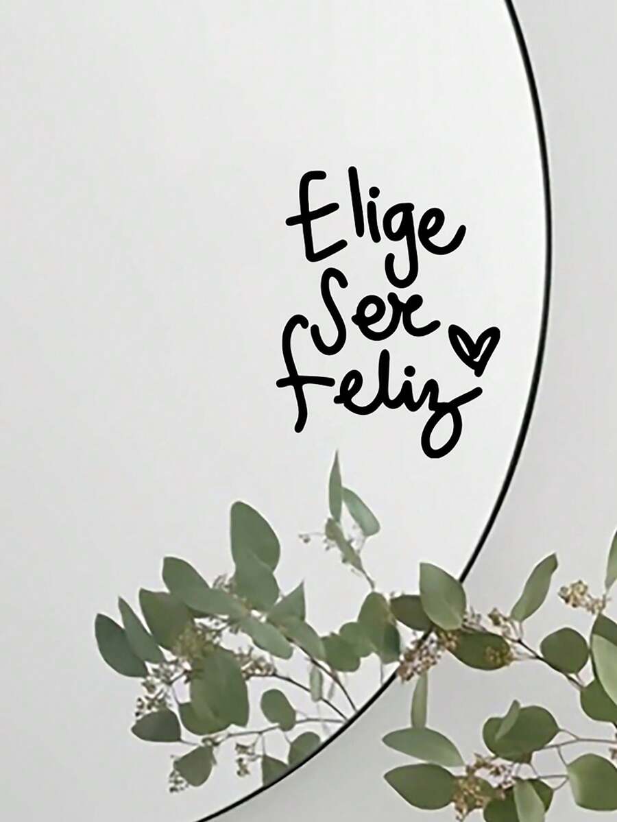 1张“选择快乐”|“快乐的心灵，快乐的生活”选择快乐家居装饰贴纸 西班牙语名言贴纸 - 适用于浴室、镜子（梳妆镜/化妆镜）、门、窗户和墙壁的家居装饰 | 仅贴纸