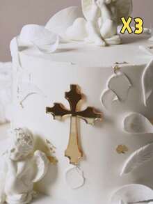 1pc/3pcs/5pcs Cross Cake Topper, Suitable For Communion, Baptism, Christening, Communion Cake, Christmas, Easter, Christian Birthday, Dessert Table, Cake, Baking, Party And Other Occasions - Gold - View 8