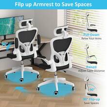 Ergonomic Office Chair With 360° Rotation And Adjustable Lumbar Support, Desk Chair Office Chair For Executive Work, Study, Home Office, 136KG Load Capacity - Black and White - View 6