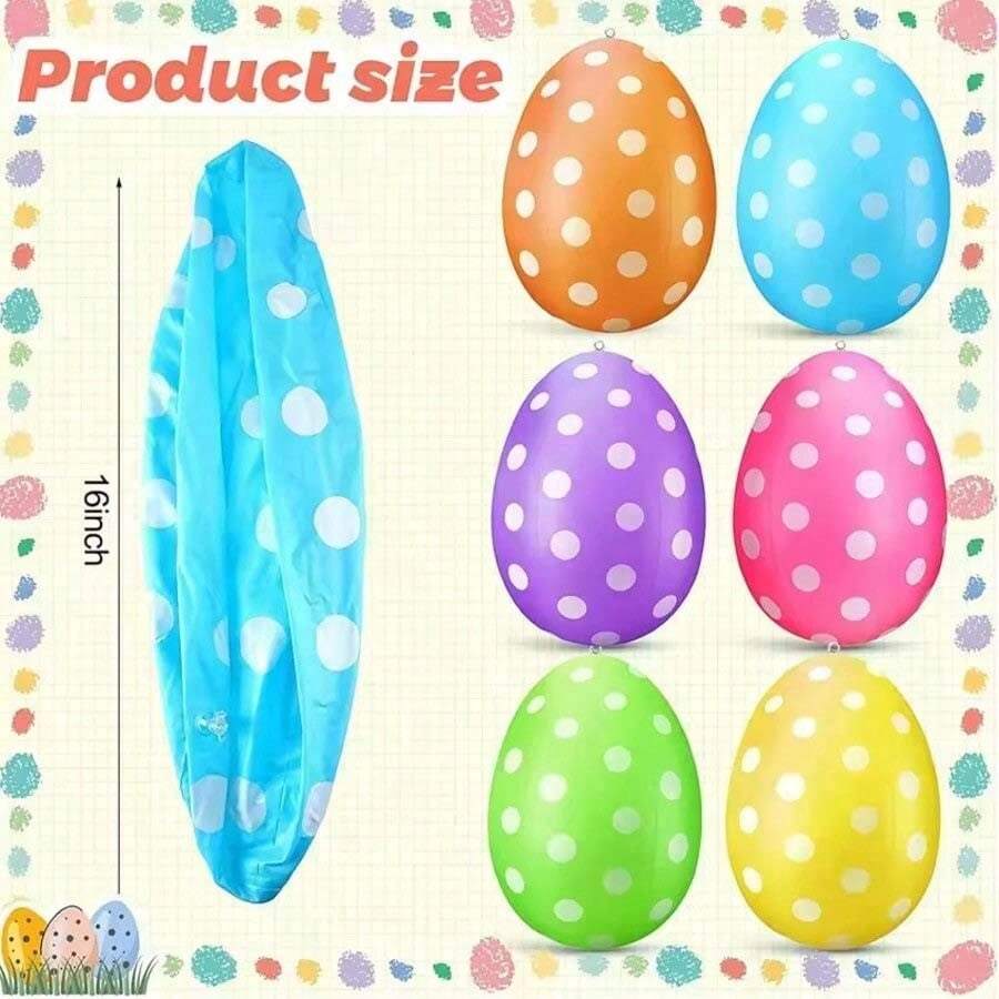 1pc Multi-Color Polka Dot Classic Plastic Inflatable Easter Egg, Designed Specifically For Easter Holiday Decoration - Multicolor - View 1