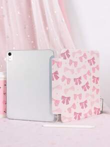 1个粉色条纹蝴蝶结爱心彩绘平板电脑保护套，适用于iPad 10代/11代/10.2/10.5/Air4/Air5/10.9/Pro11/Air 11英寸(M2)-2024/Pro 11英寸(M4)-2024/iPad Air 11英寸(M3) 2025/iPad (A16) 11英寸第11代2025/Mini6/Mini7/Air1/Air2/9.7/Tab A8 10.5英寸2022，可爱/优雅/创意设计，内置笔槽，三折支架，磁吸式睡眠/唤醒功能。 - 彩色 - 查看 4