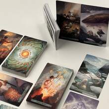 12*7厘米塔罗牌，附带指南手册，适合初学者，可用于娱乐派对、饮酒游戏，塔罗牌插图精美，充满奇幻艺术风格，卡片坚固耐用，边缘光滑，可用于占卜，也可作为灵性派对的主持人道具。 - 藍色 - 查看 10