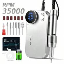 duofu 1 套便携式电动指甲抛光机，大功率，长待机，简约设计，适合家庭或沙龙指甲护理 - 銀色 - 查看 9