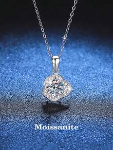BLOVEMEE 1pc Elegant Luxury 925 Sterling Silver 1 Carat 6.5mm Moissanite Necklace, Suitable For Women's Daily Wear, Party, Vacation, Valentine's Day, Mother's Day, Christmas, Wedding Anniversary, Birthday Jewelry Gift - XL0039M - View 6