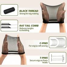 22 Inch Canvas Wig Head With Stand Canvas Mannequin Head With Wig Head Stand Manikin Head Block Set For Wigs Trimming Making Display With T Pins Set - Multicolor - View 8