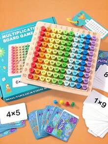 Tablero de madera de multiplicación por 99 veces, tabla de habilidades de memoria, bloques de construcción, juguetes de aprendizaje temprano para niños, material didáctico, tablero de cálculo de 99 (algunos colores de accesorios al azar) - Multicolor - Ver 5
