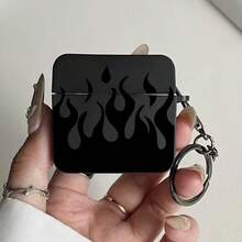 Flame Design Protective Case Compatible With Apple Bluetooth Earphones, Shockproof & Scratch-Resistant Case Compatible With Apple Bluetooth Wave Earphone Charging Case - Black - View 13