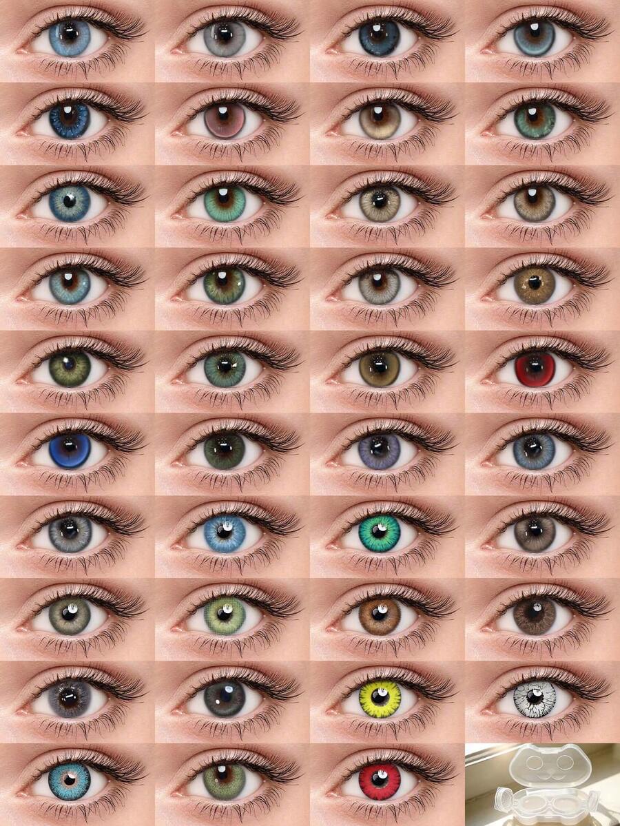 39 Pairs Of Colored Contact Lens, Offering Various Color Options. Equipped With A Contact Lens Case And Wearing Tools, Suitable For Year-Round Use, For Eye Makeup, Role-Playing, Festival Event Dressing, Halloween Costume Cosplay, Etc. - 彩色 - 查看 1