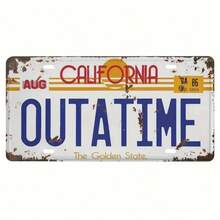 2DFLAT1pc Back To The Future Outatime Iron Sign - Vintage California Style, Rustic Iron Wall Decor, Theme Party And Home Decor, Movie Prop Decoration, Theme Party Decoration - Multicolor - View 1