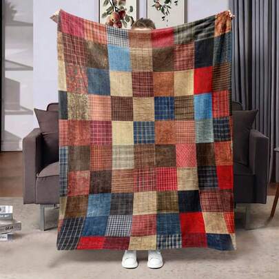 Comfortable Retro Plaid Flannel Blanket - Soft, Warm And Versatile, Suitable For Sofa, Bed, Car, Office, Camping, And All Seasons As A Gift