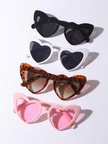 4 Pairs Angled Heart-Shaped Sunglasses, Create Fashionable Party Looks - Multicolor - View 5