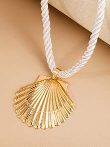 1pc Ocean Life Pendant Necklace, Faux Shell Rudder Shaped Pendant Necklace, Fashionable Women Pendant Necklace, Beach Holiday Gift - Multicolor - View 7