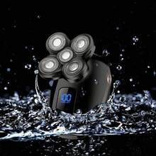Electric Shaver, Electric Bald Head Shaver, Rotary Shaver, IPX6 Waterproof, Wet And Dry Use, Easy To Clean, Contour To The Face, Floating Head, Screen Display, Type-C Charging, Underarm, Leg, Arm, Body Hair Removal Tool, Holiday Gift.400 MAh Battery - Bộ đồ đen - Xem 7