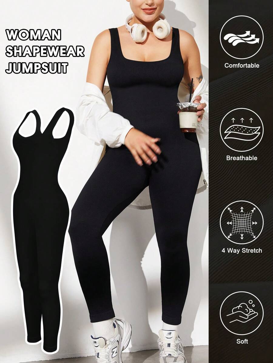 1 buah Jumpsuit Korset Pinggang Tanpa Jahitan untuk Wanita, Ukuran Plus, Pakaian Pembentuk Tubuh