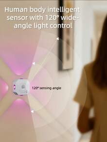 1pc ABS Material, USB Rechargeable (Built-In 3.7V-400mAh Battery), Motion Sensor RGB 7-Color Gradient 4-Head Wall Washer Light, With 3-Level Adjustable Switch, Available In 1pc/2pcs/4pcs Set, Suitable For Bedside, Backdrop, Living Room, Bedroom, Holiday Party Decoration - one-size - View 9