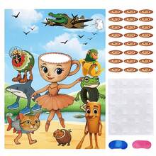 Italian Brainrot Party Game, Pin The Coffee On The Ballerina Cappuccina With 24 Stickers, Tralalero & Birthday Party Supplies, Family Party Game - Multicolor - View 1
