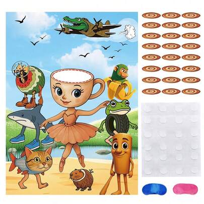 Italian Brainrot Party Game, Pin The Coffee On The Ballerina Cappuccina With 24 Stickers, Tralalero & Birthday Party Supplies, Family Party Game