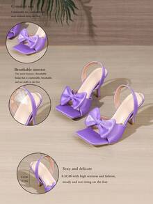 女士紫色高跟鞋，新款夏季蝴蝶结装饰细高跟鞋，时尚百搭优雅派对凉鞋，性感正式舞鞋 - 紫羅蘭色 - 查看 6