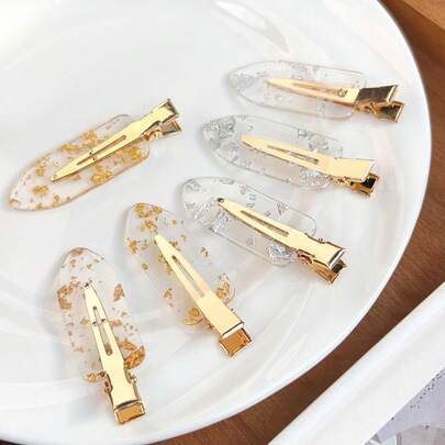 Glitter Hair Clips Set - Minimalist Fashion Clips Suitable For Daily Wear And Makeup, Stylish Hair Accessories For Women & Girls