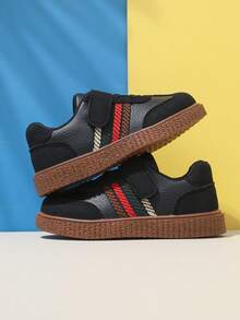 1 Pair New Soft Bottom Anti-Slip Flat Shoes, Fashion Novelty Classic Durable Toddler Boys' Sports Sneakers - Black - View 4